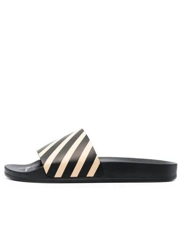 Diag Stripe Print Slippers Black Beige - OFF WHITE - BALAAN 2