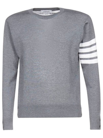 4 Bar Stripe Classic Wool Knit Top Grey - THOM BROWNE - BALAAN 1