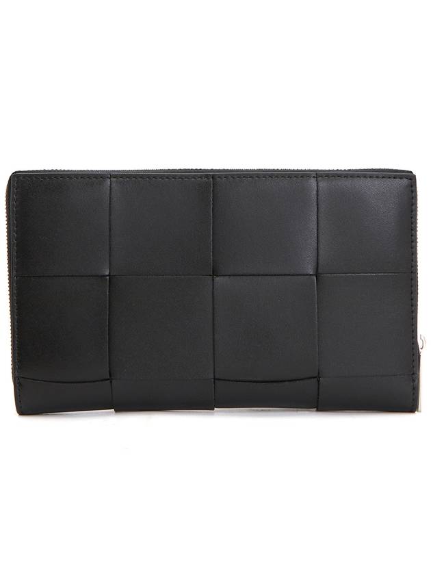 Intrecciato Zipper Around Medium Wallet Black - BOTTEGA VENETA - BALAAN 3