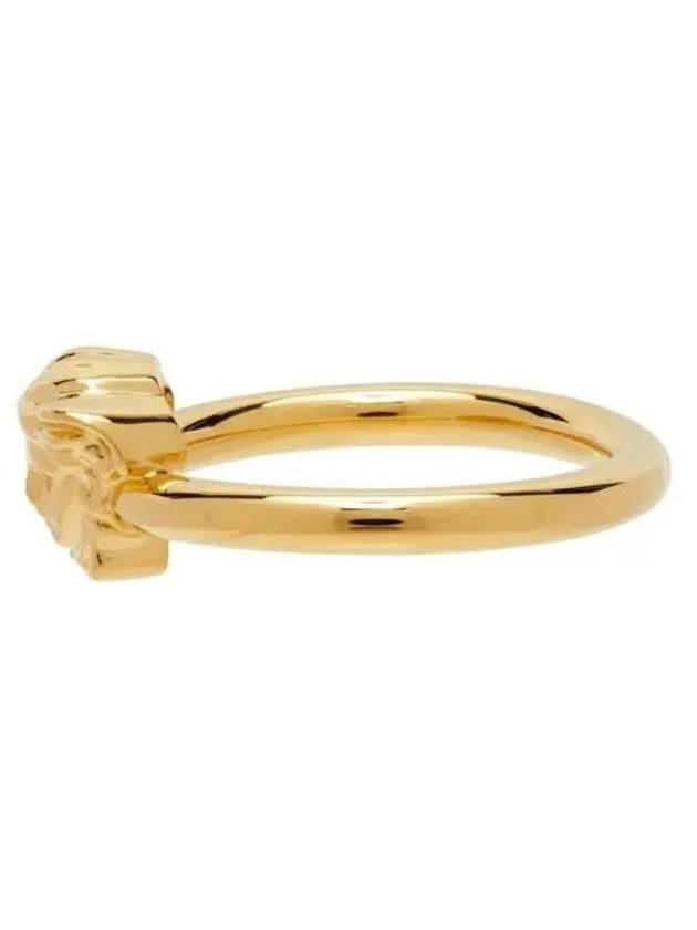 Goldtone breath logo engraved Medusa face ring - VERSACE - BALAAN 3