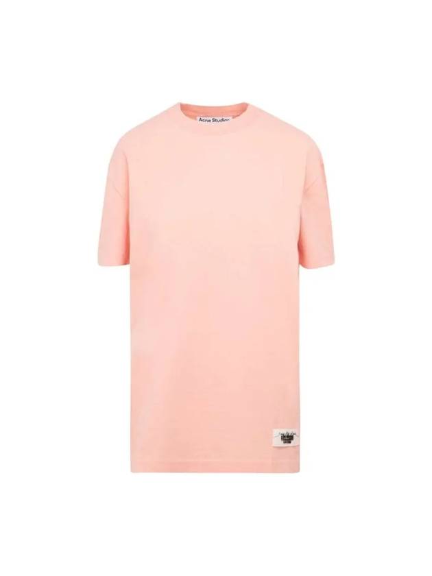 Logo Patch Overfit Short Sleeve T-Shirt Salmon Pink - ACNE STUDIOS - BALAAN 1