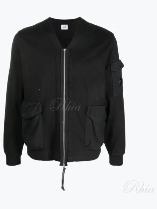 Men's Logo Patch Zip-Up Jacket Black - CP COMPANY - BALAAN 2