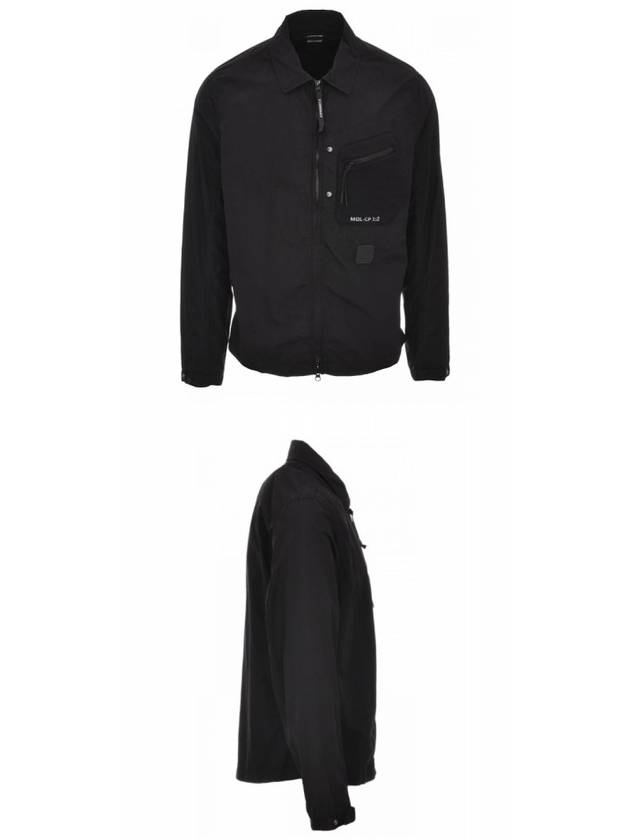 Flatt Nylon Logo Patch Zip Up Long Sleeve Shirt Black - CP COMPANY - BALAAN 5