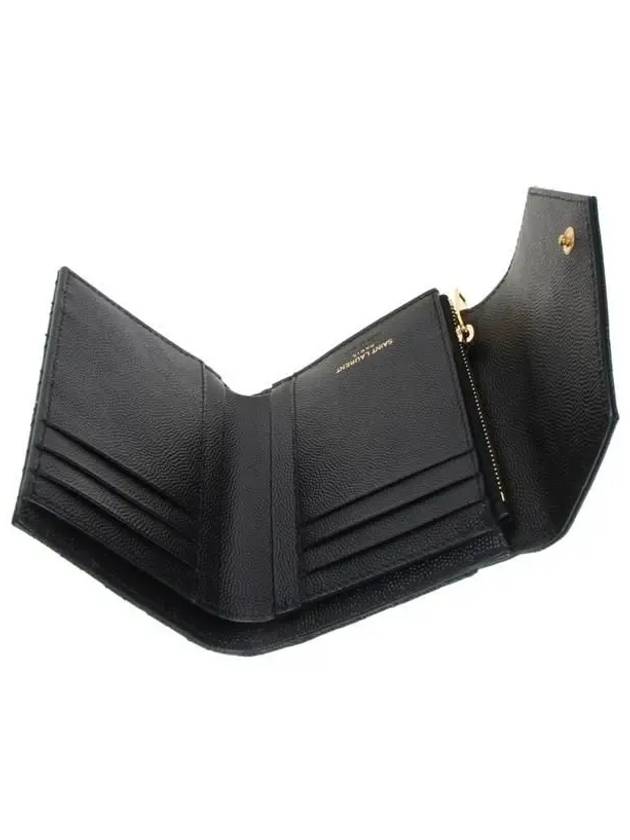 Monogram Envelope Compact Tri-Fold Matelasse Halfwallet Black - SAINT LAURENT - BALAAN 7