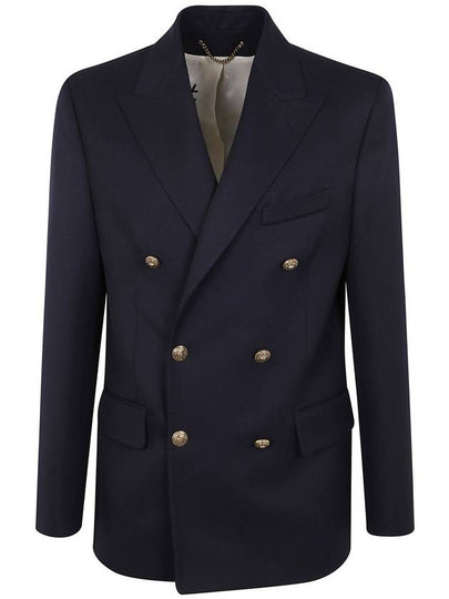 Men's Double-Breasted Blazer In Dark Blue - GOLDEN GOOSE - BALAAN 2