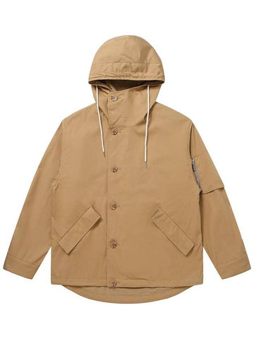 Men's Cotton Hooded Windbreaker Beige SWDQPWJP01BI - SOLEW - BALAAN 1