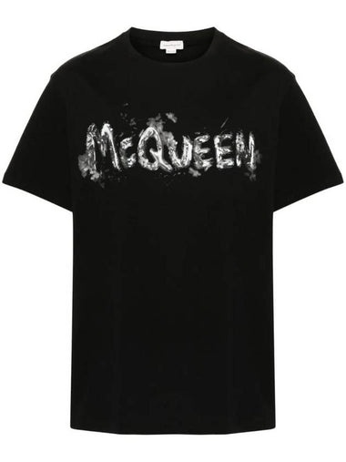 logo print cotton T shirt 794578QTABO - ALEXANDER MCQUEEN - BALAAN 1