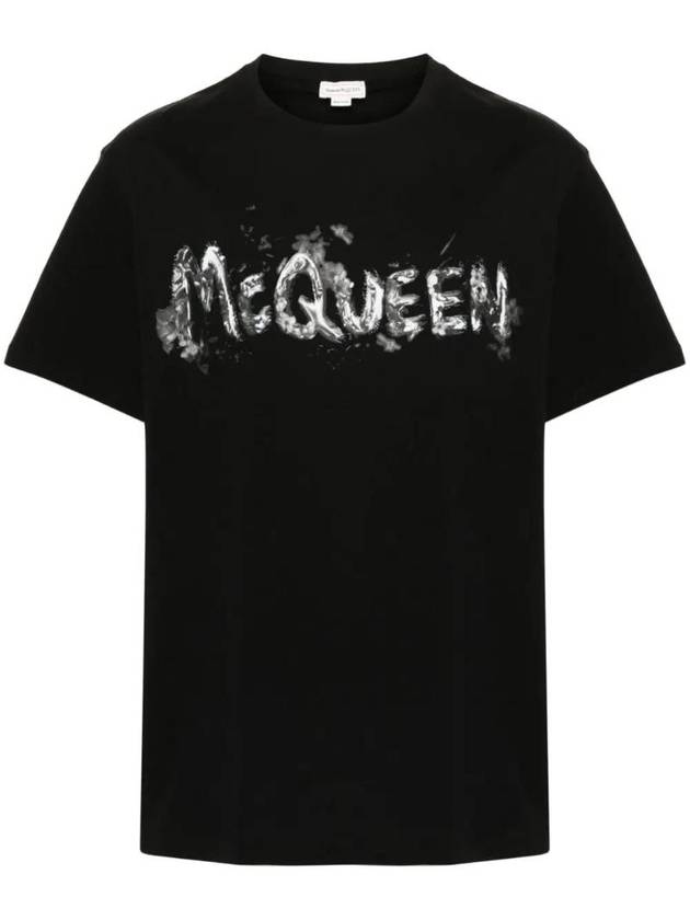 Logo Print Short Sleeve T-Shirt Black - ALEXANDER MCQUEEN - BALAAN 1