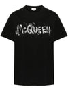 Logo Print Short Sleeve T-Shirt Black - ALEXANDER MCQUEEN - BALAAN 1