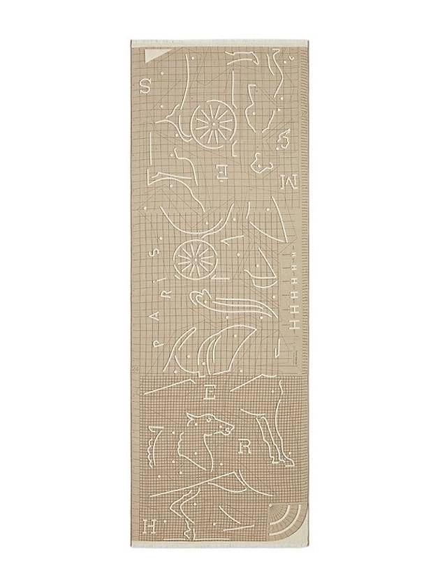 Hippographe Rectangle Silk Scarf Beige - HERMES - BALAAN 2