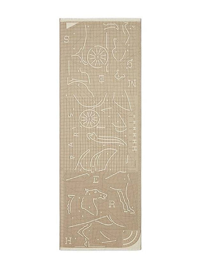 Hippographe Rectangle Silk Scarf Beige - HERMES - BALAAN 2