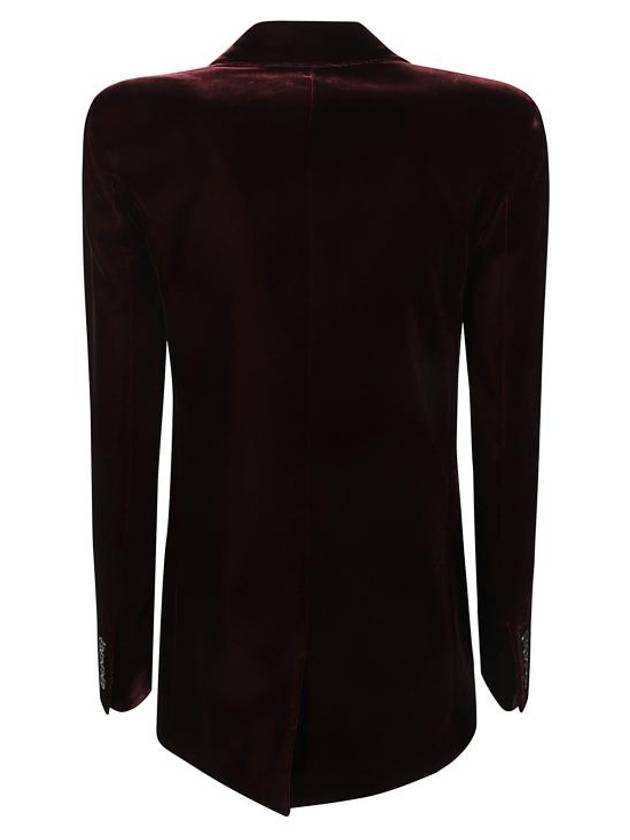 Double Breasted Velvet Jacket Red - SAINT LAURENT - BALAAN 3