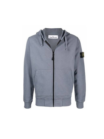 Wappen Patch Cotton Zip Up Hoodie Blue - STONE ISLAND - BALAAN 1