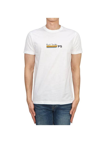 Logo Striped Short Sleeve T-Shirt White - PAUL SMITH - BALAAN 1