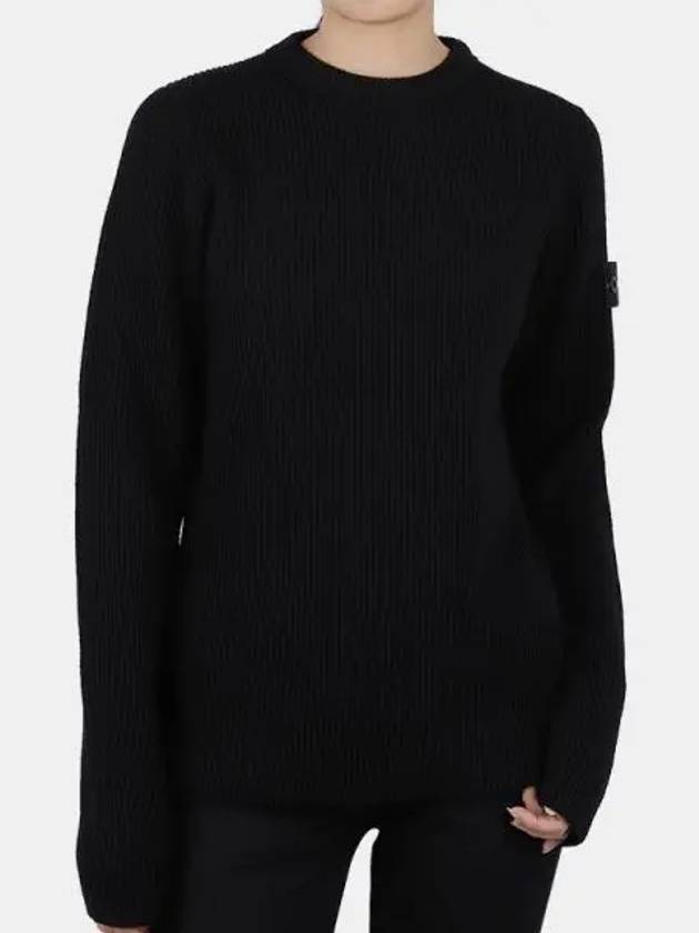 Kids Wappen Patch Rib Knit Top Black - STONE ISLAND - BALAAN 2