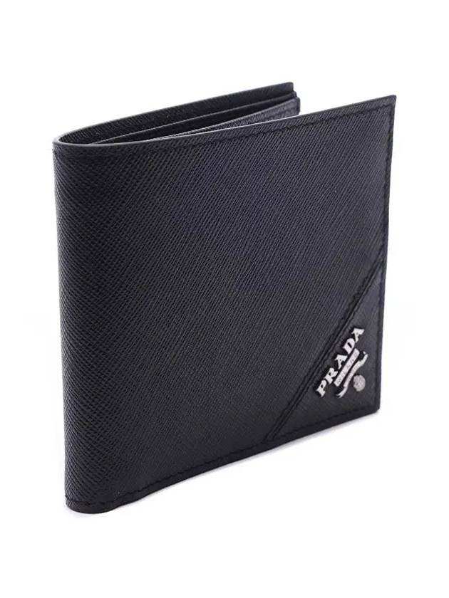 Saffiano Leather Half Wallet Black - PRADA - BALAAN 4