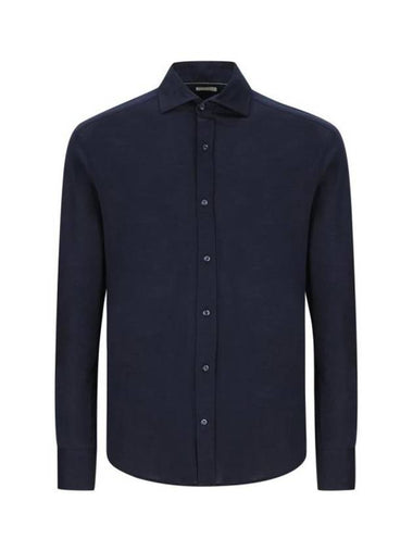 Silk Long Sleeve Shirt Navy - BRUNELLO CUCINELLI - BALAAN 1