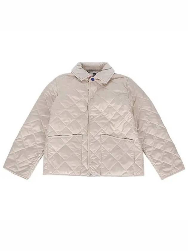 Kids Corduroy Collar Diamond Quilted Jacket Beige - BURBERRY - BALAAN 2