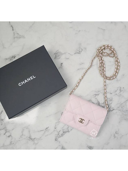 classic gold caviar flap chain mini bag baby pink - CHANEL - BALAAN 2