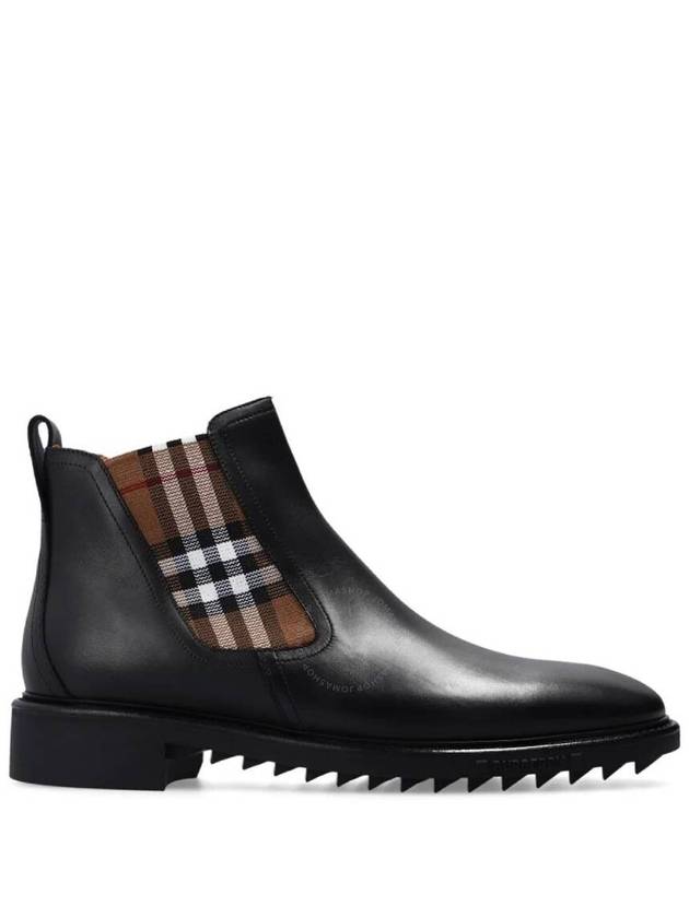 Men's Vintage Check Panel Chelsea Boots Black - BURBERRY - BALAAN 2