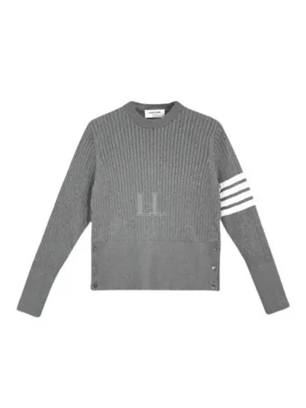 Baby Cable Cotton 4 Bar Crew Neck Knit Top Grey - THOM BROWNE - BALAAN 2