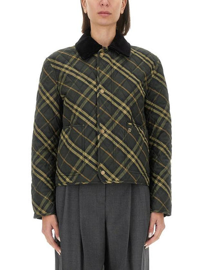 Barn Checked Quilted Cropped Jacket Shadow - BURBERRY - BALAAN 2