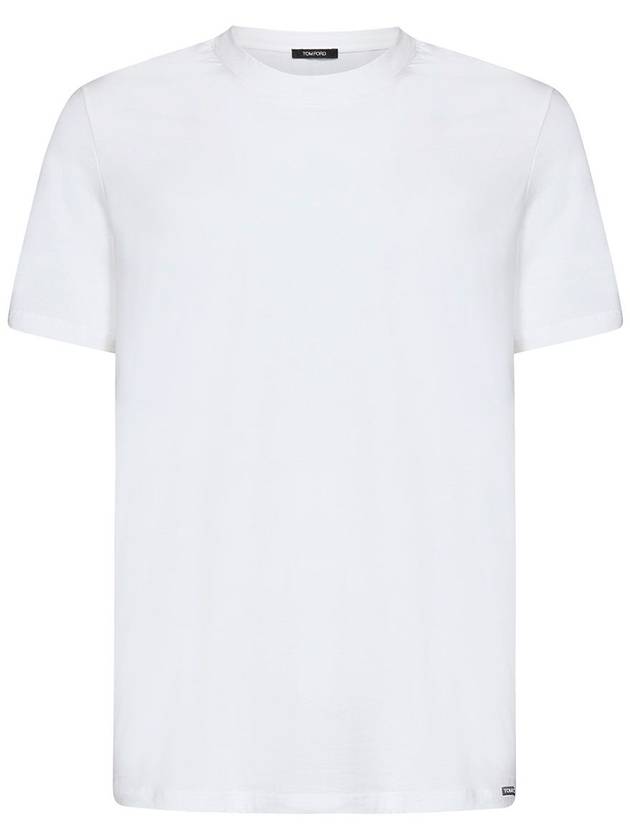 Cotton Modal Crew Neck Short Sleeve T-Shirt White - TOM FORD - BALAAN 2