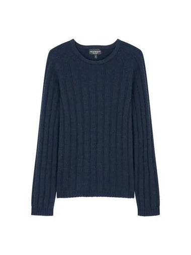 Women s Cashmere Chunky Ribbed Pullover Navy 270137 - EMPORIO ARMANI - BALAAN 1