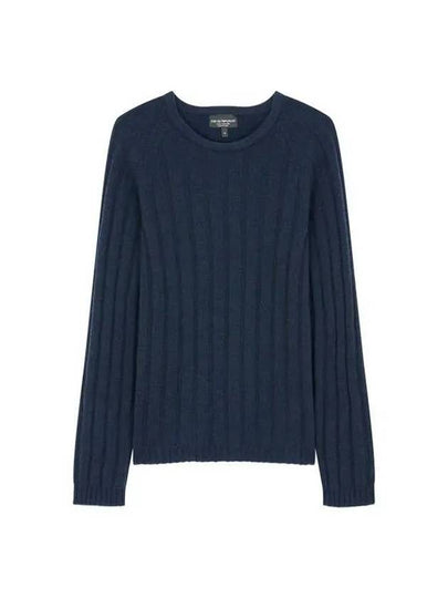 Women s Cashmere Chunky Ribbed Pullover Navy 270137 - EMPORIO ARMANI - BALAAN 1