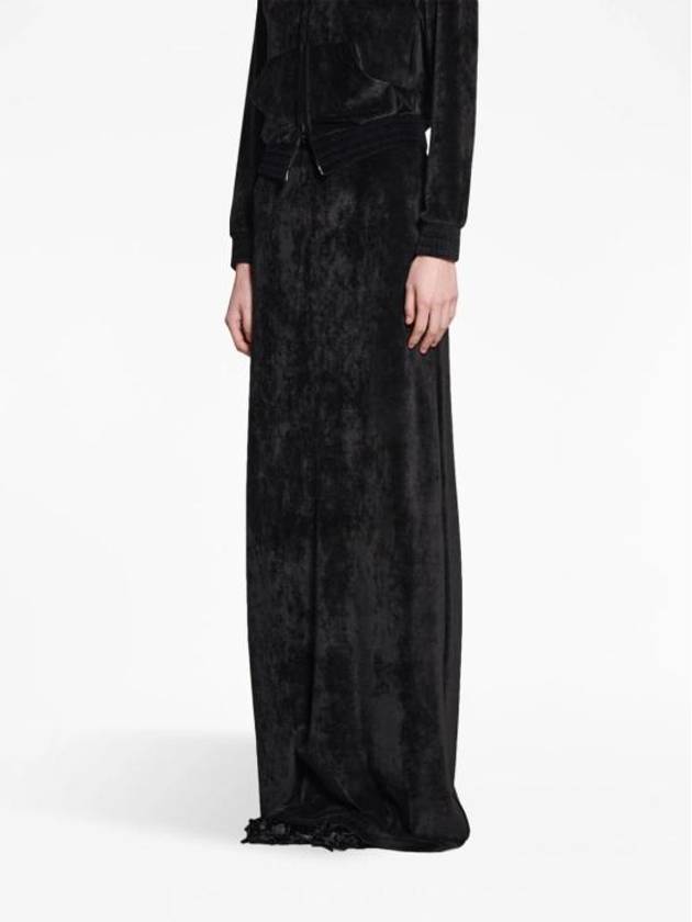 Velvet Effect High Waisted H-Line Skirt Black - BALENCIAGA - BALAAN 5