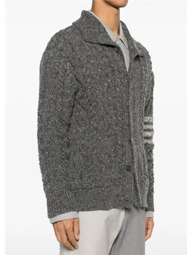 4-Bar Arm Band Knit Cardigan Grey - THOM BROWNE - BALAAN 3