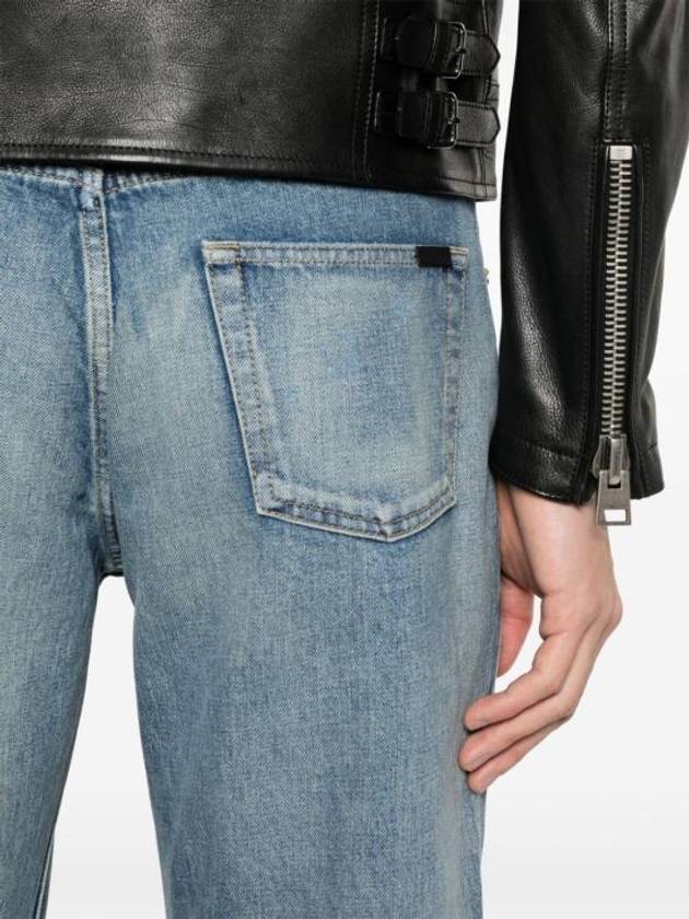 Cotton Straight Leg Jeans Blue - SAINT LAURENT - BALAAN 3