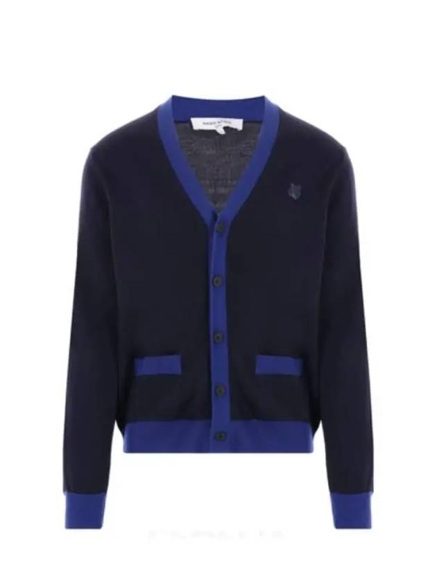 Bold Fox Head Patch Two-Tone Cardigan Ink Blue - MAISON KITSUNE - BALAAN 2