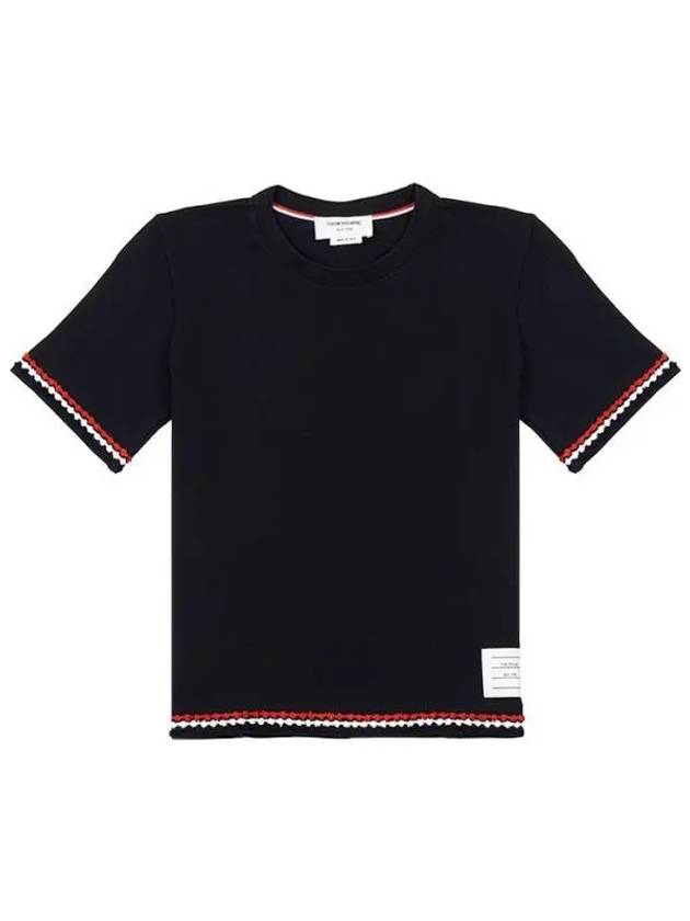 RWB Stripe Cotton Short Sleeve T-Shirt Navy - THOM BROWNE - BALAAN 2