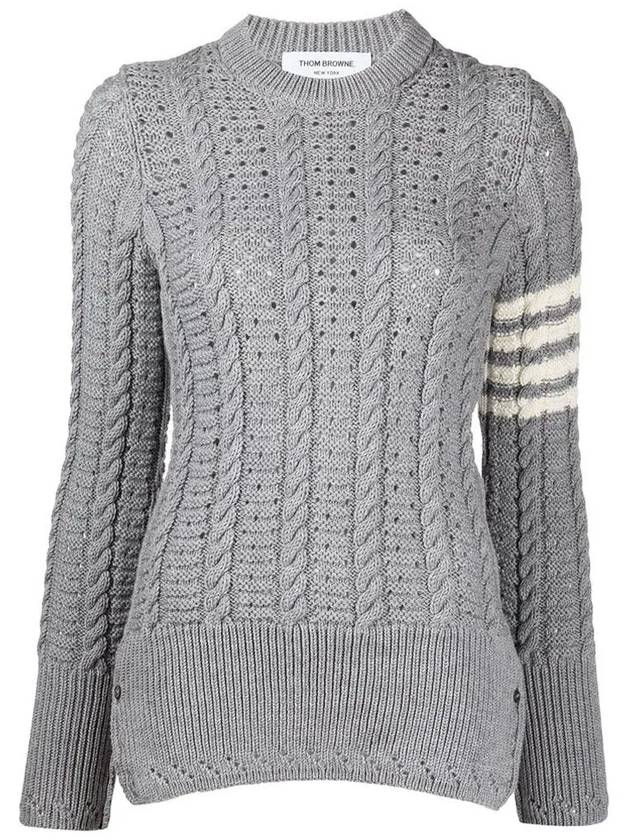 4 Bar Wool Knit Top Light Grey - THOM BROWNE - BALAAN 2