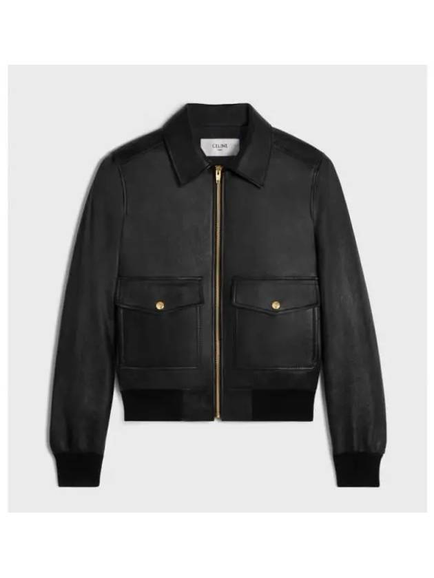 Biker Leather Jacket Black - CELINE - BALAAN 2