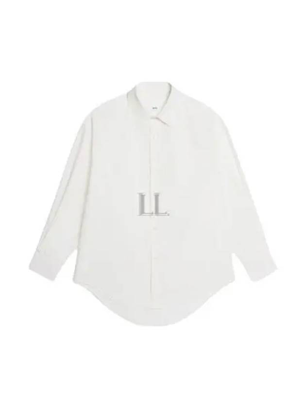 Chest Pocket Boxy Fit Poplin Long Sleeve Shirt White - AMI - BALAAN 2