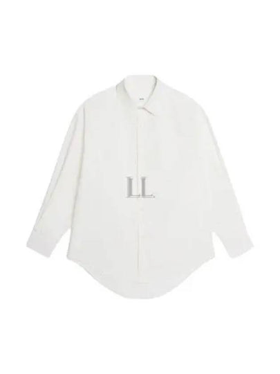 Chest Pocket Boxy Fit Poplin Long Sleeve Shirt White - AMI - BALAAN 2