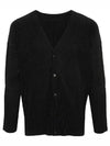 V-Neck Pleated Cardigan Black - ISSEY MIYAKE - BALAAN 2