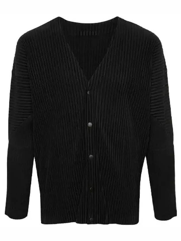 V-Neck Pleated Cardigan Black - ISSEY MIYAKE - BALAAN 2