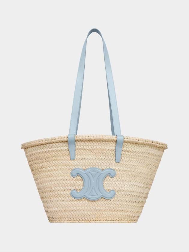 Pearl Blue Medium Triomphe Classic Pannier Raffia Basket Bag 192622CGG 07PB - CELINE - BALAAN 3