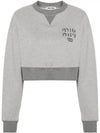 Cropped Logo Print Sweatshirt Grey - MIU MIU - BALAAN 2