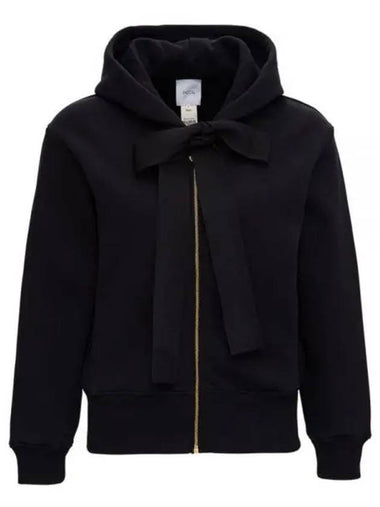 Logo Cotton Zip Up Hoodie Black - PATOU - BALAAN 1