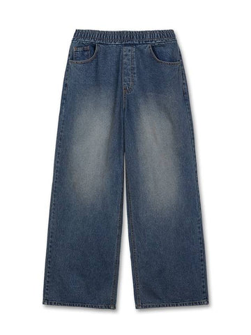 Retro rough wide banding denim pants SAND BLUE - WEST GRAND BOULEVARD - BALAAN 1