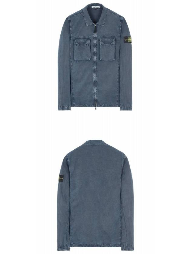 Front Pocket Wappen Patch Overshirt Zip-Up Jacket Navy - STONE ISLAND - BALAAN 5