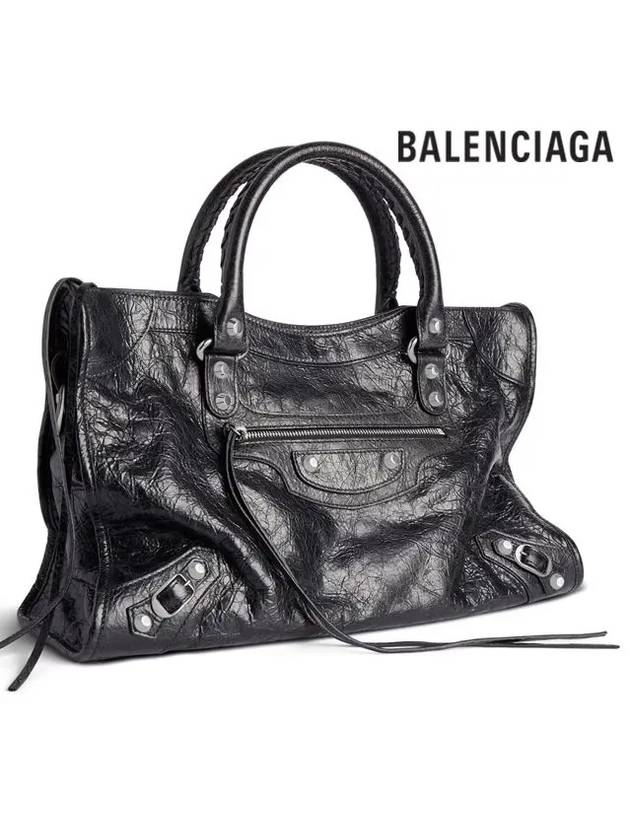 Le City Medium Leather Tote Bag Black - BALENCIAGA - BALAAN 3