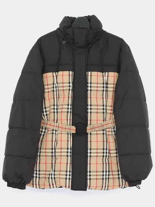 Check Reversible Down Puffer Jacket Beige Black - BURBERRY - BALAAN 2