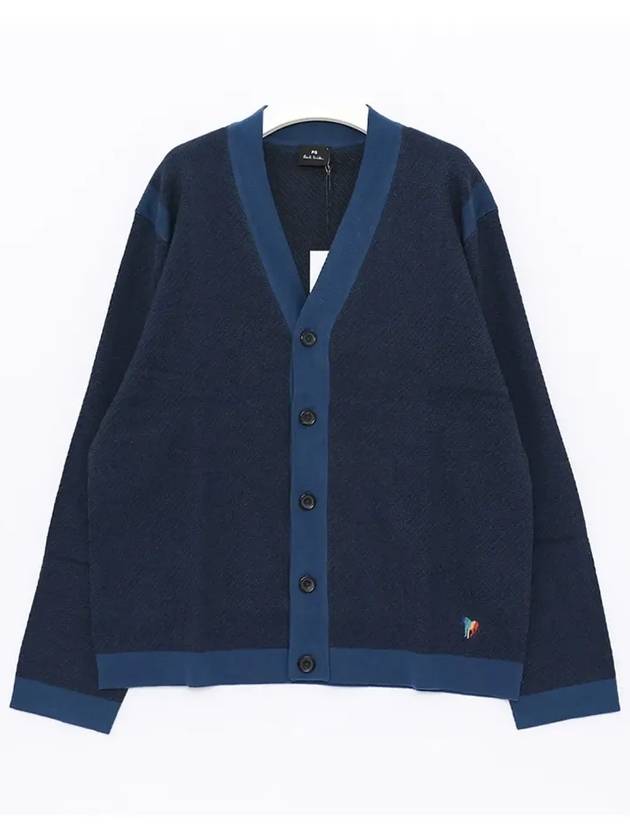 V-neck Organic Cotton Cardigan Navy - PAUL SMITH - BALAAN 3