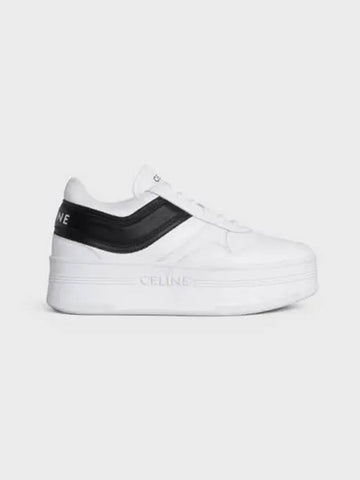 Black Wedge Calfskin Low Top Sneakers White - CELINE - BALAAN 1