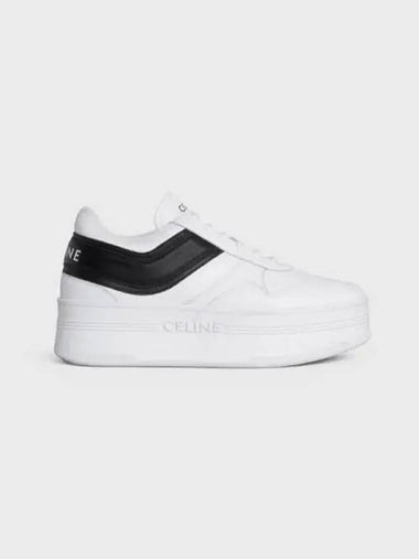 Black Wedge Calfskin Low Top Sneakers White - CELINE - BALAAN 1